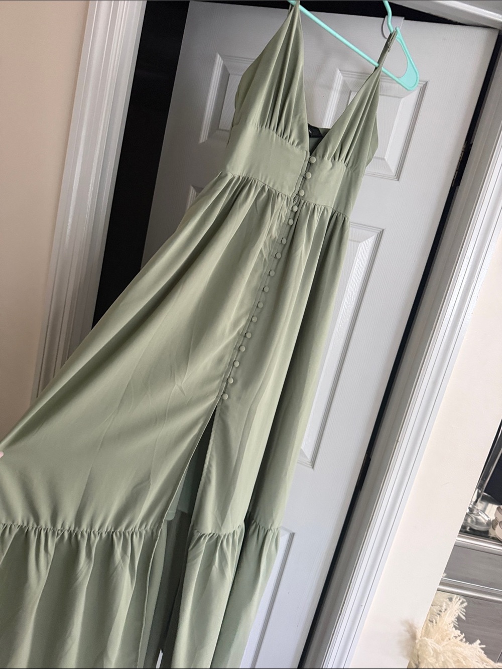 Windsor Sage Green Spaghetti-Strap Maxi Dress